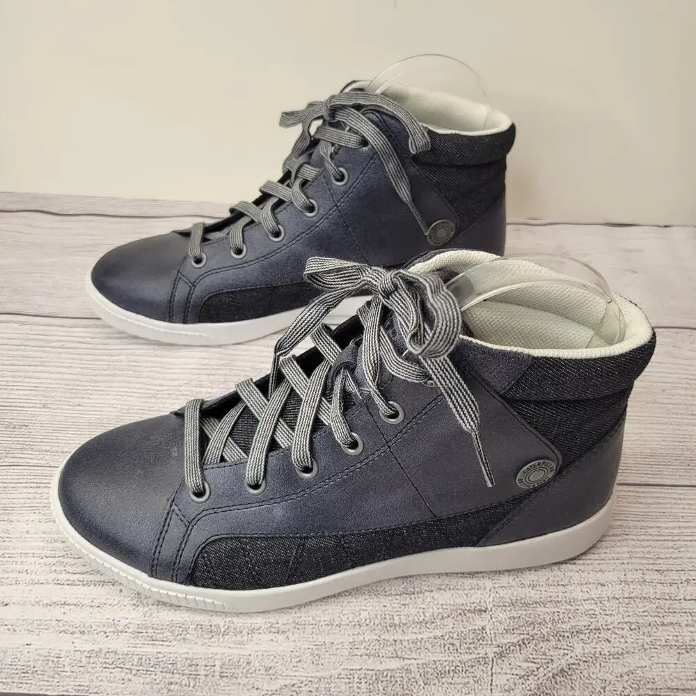 CAT Betamax Black Silver High Top Lace Up Sneaker, EUC, 7